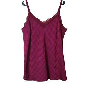 Torrid Size 0 Plus Jacquard Lace Trim Cami Jester Red New Adjustable Straps